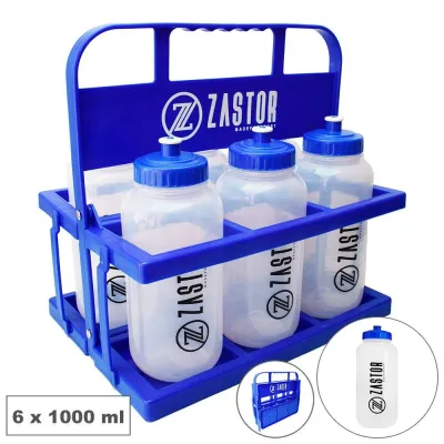 Portabotellas Plegable con 6 Botellas de 1 Litro - Azul