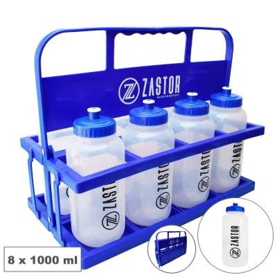 Portabotellas Plegable con Pack 8 Botellas 1 Litro - Azul