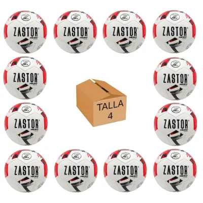 Pack 12 Balones Fútbol Zastor Hero 4F2000 Blanco/Rojo T-4